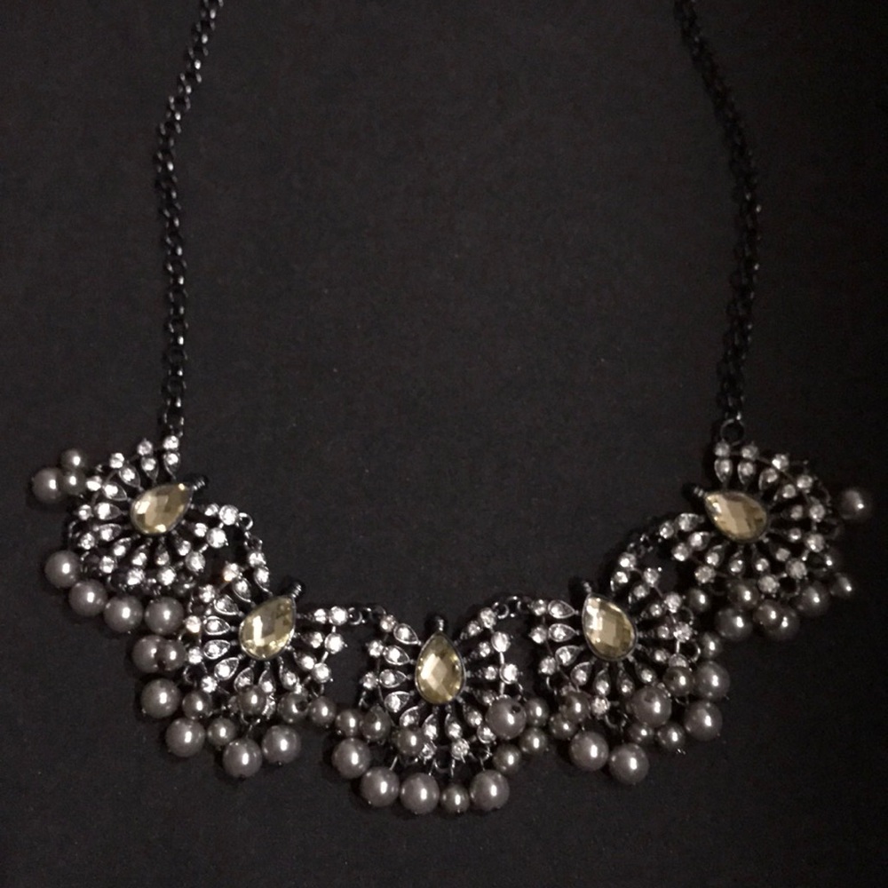 Dark pearl statement necklace